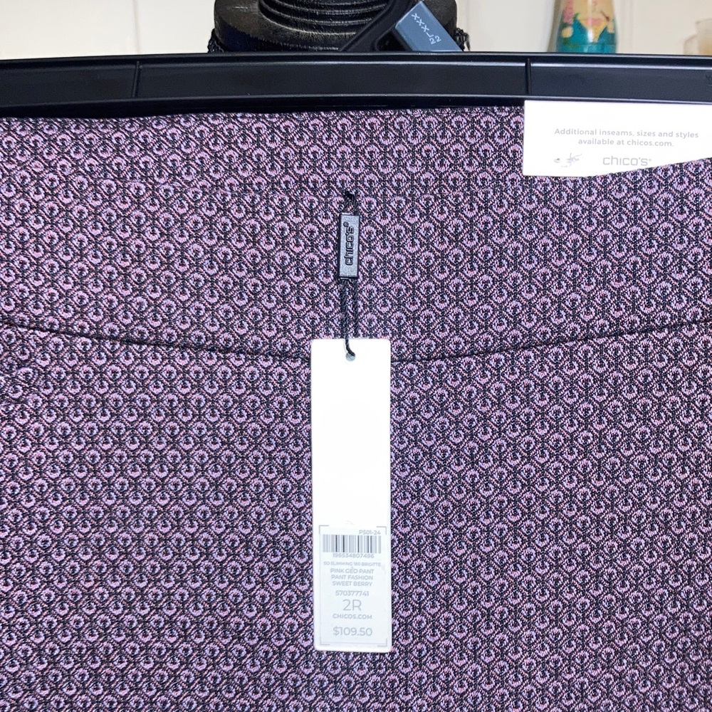 Chico's So Slimming Brigitte Slim Leg Geometric Pull-On Slacks size 12 R NWT